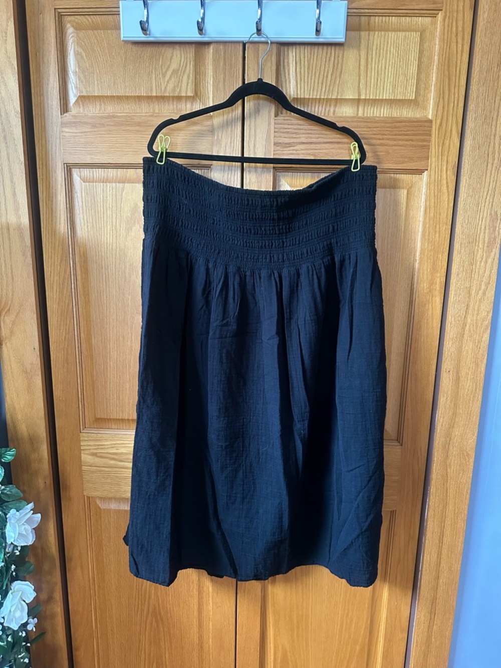 Old Navy Black Smocked Waist A-Line Skirt